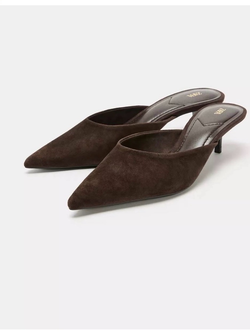 Zara  Suede Pointed Toe Kitten Heel NWT